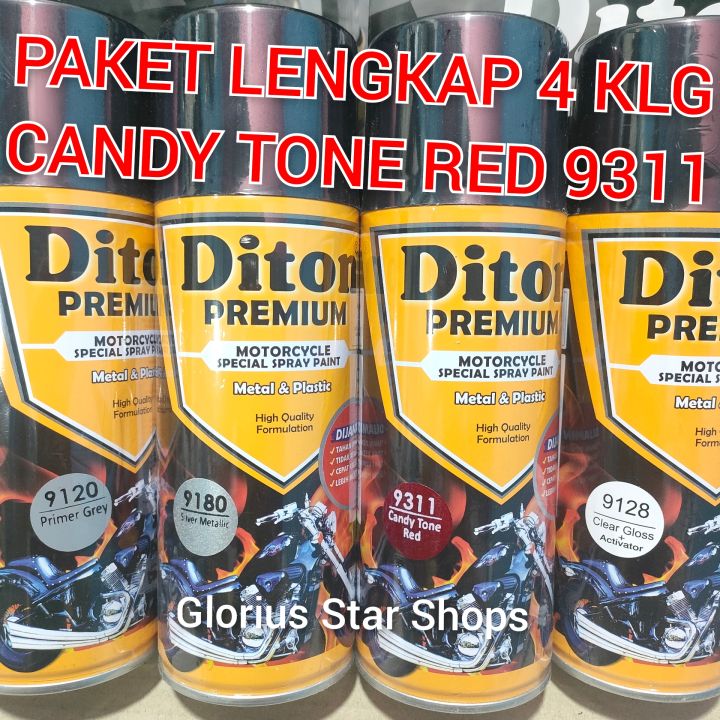 Pilok Cat Diton Premium Paket Lengkap 4 Kaleng 400cc Candy Tone Red Merah 9311 9120 9180 9128 5073