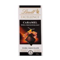 Lindt Excellence Caramel with a touch of sea salt Dark  Chocolate 100g ลินด์ เอ็กเซอร์เล็นซ์ ดาร์คช๊อคโกแลต ผสมเกล็ดคาราเมล และเกลือทะเล ปริมาณ 100 กรัม