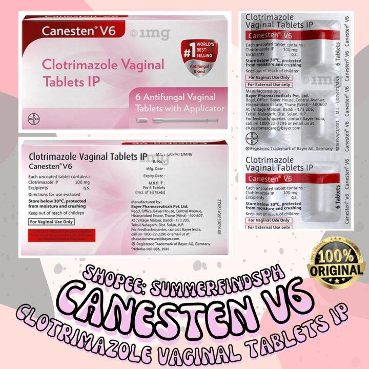 Canesten V6 Clotrimazole Vaginal Tablets Antifungal Vaginal Tablets With Applicator Lazada Ph 3707