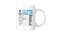 MUG PILOT CHECK LIST แก้วกาแฟเซรามิกสีขาว สำหรับนักบิน แอร์โฮสเตส หรือแฟนการบิน