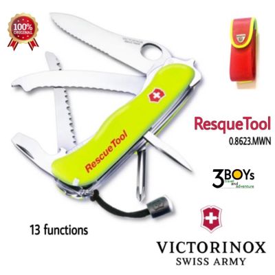 Victorinox Rescue Tool มีดที่แข็งแกร่งสำหรับนักกู้ภัย และติดรถ มีตัวทุบกระจกรถและใบเลื่อยกระจกรถ มีดตัดสายเข็มขัดนิรภัย