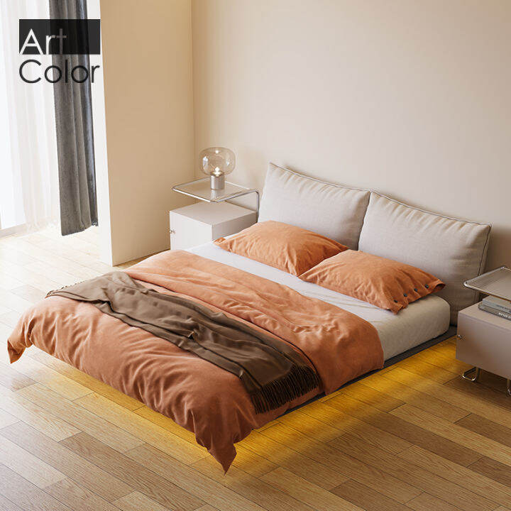 Artcolor/2022 New Arrival Bed with Induction Lamp and Fabric Double