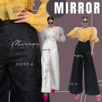 ?ป้าย MiRRoRSiSTER กางเกงเอวสูงปรี๊ด ขาบานทรงสวย เนื้อผ้าทอลายนูนชัดมาก