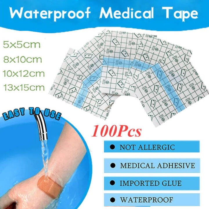 100Pcs Waterproof Medical Tape Transparent PU Antiallergic Wound Dressing Film Adhesive Tape