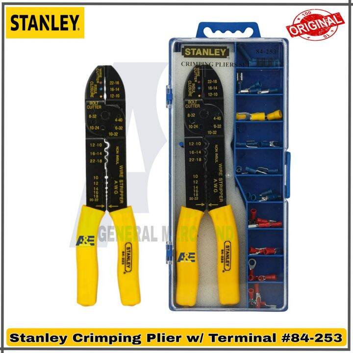 Stanley Crimping Plier Set W/ Terminals in Pvc Case 84253, 84223