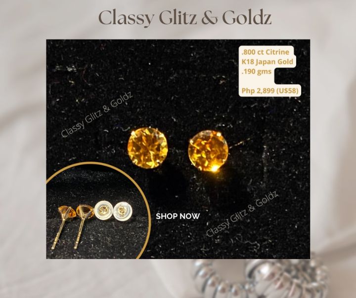 Citrine K18 Japan Gold Earrings | Lazada PH