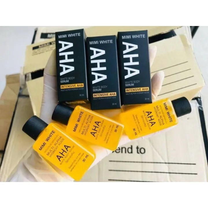แพ็ค 10 ขวด..หัวเชื้อAHA laby 30ml. (กล่องดำ)MIMI White AHA Lazada.co.th