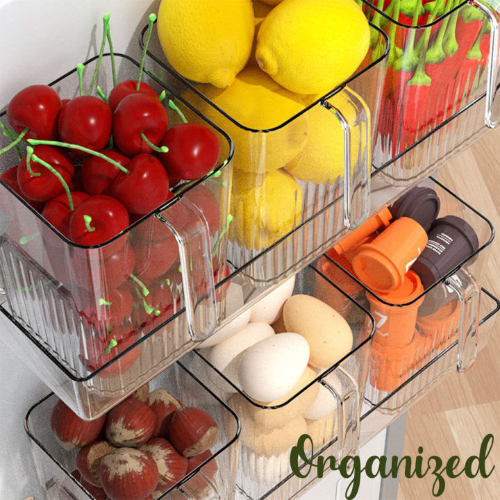 Locaupin Easy Access Fridge Organizer Multipurpose Can Bottle Fruit  Vegetable Storage Kitchen Food Pantry Countertop Bin