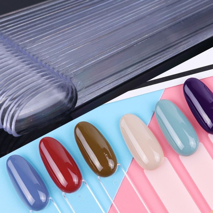 50ชิ้น-ชาร์ทโชว์สีทาเล็บ-ชาร์ทโชว์สี-ชาร์ทโชว์ปลายมน-false-nail-tips-clear-fake-nail-art-palette-display-board-practice-gel-nail-polish-color-chart-tool