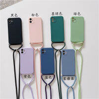 สายคล้องคอสะพายข้างสีล้วนเหมาะสำหรับ iphone15promax เคสโทรศัพท์มือถือไอโฟน14ซิลิโคน11 8PLUS คู่รัก XR คลุมทั้งหมด13pro ป้องกันการหล่น11