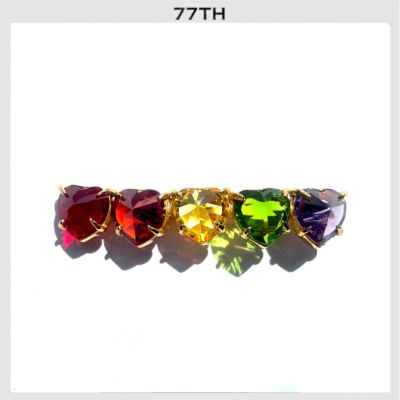 77th Rainbow heart hair clip