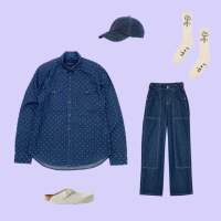 POLHAM korea shirt , indigo blue