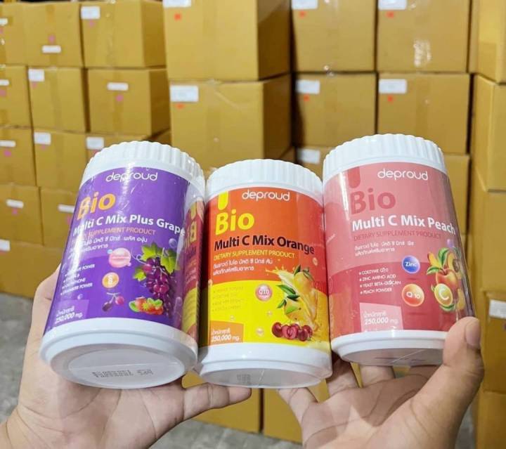 แพ็ค-3-กระปุก-วิตามินซีสด-deproud-bio-multi-c-mix-วิตามินซีสามรส-วิตามินซี-3-รส-วิตามินซีดีพราว-250-000-mg