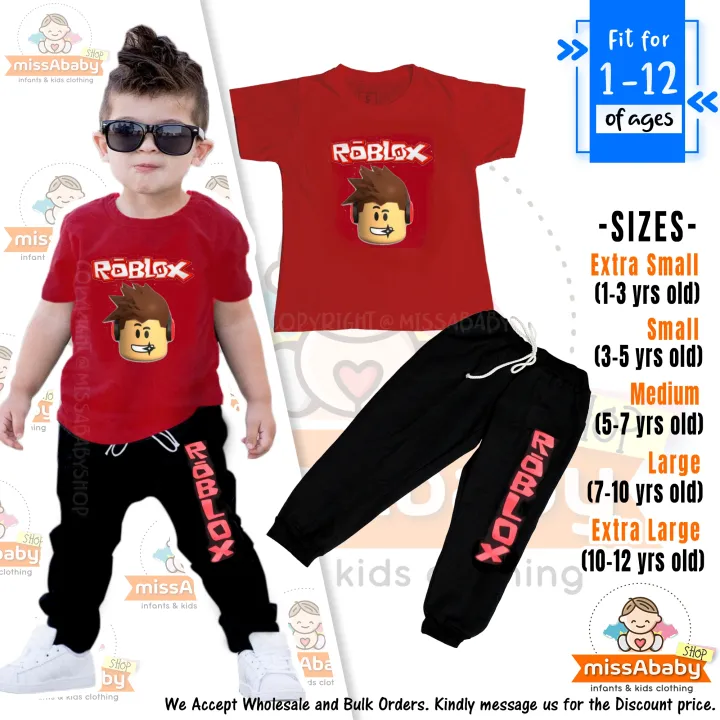 Roblox T-Shirt Jogger for boys kids (1-11yrs.old small to xlarge) quality  made unisex terno