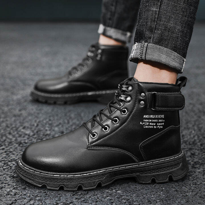 waterproof black leather boots