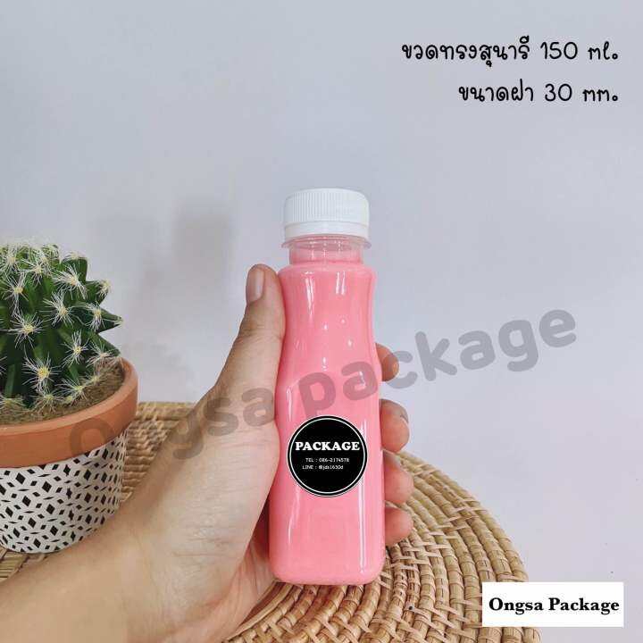 ขวดพลาสติก-ขนาด-150-ml-ทรงสุนารี-บรรจุเครื่องดื่ม-120-ใบ-พร้อมฝา-เลือกสีฝาได้-ขวด-ขวดpet-ขวดใส-ขวดพลาสติก