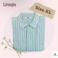 เสื้อเชิิต Uniqlo มือสองของแท้  ราคา 290 ฿ Color : เขียว(ลายทาง) ผ้า : ลินิน Size : XL ออก: 46’ ยาว : 31’ ตำหนิ : ไม่มี  ?สินค้าส่งหลังจากสั่ง 1 วันนะคะ?