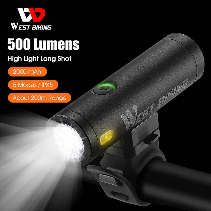 WEST BIKING Bike Light Cycling Headlight Front Light USB Rechargeable
