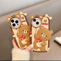 bear hoho! เคสน้องหมีน้ำตาลงานซิลิโคนเปิดโชว์เลนส์กล้อง ลายการ์ตูนสุดฮิต พร้อมส่ง