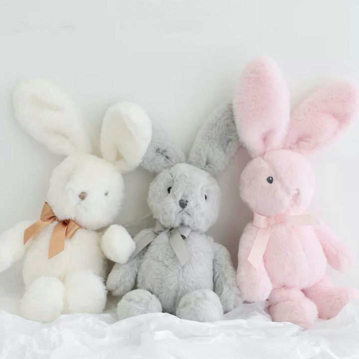 25/35CM Soft Bowtie Bunny Plush Toy Stuffed Animals Pink Grey Rabbits ...