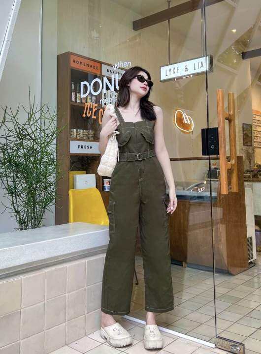 จั๊มสูทขายาว-ทรงเอี๊ยม-รุ่น-seam-jumpsuit-งานเย็บตะเข็บ-มีหลายสี-แลเผ้าหนามากๆ