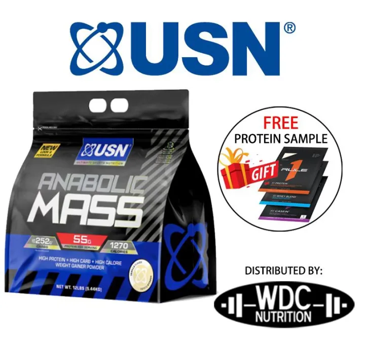USN Fast Grow Anabolic Lean Weight Gainer Mass Protein Powder 12 LBS