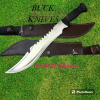 อุปกรณ์เดินป่าเดินป่าแบบพกพาเดินป่าด้ามดำใบเลสซองหนังน้ำตาลเดินป่า/BUCK-KNIVES:96-2 (44cm).อุปกรณ์เดินป่าเดินป่าแบบพกพาเดินป่าด้ามดำใบเลสซองหนังสินค้าพร้อมส่ง