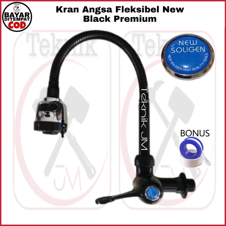 Kran Angsa Fleksibel Black Premium Leher Besi Mix Pvc Keran Bak Cuci Piring 2 Mode Semburan 3620