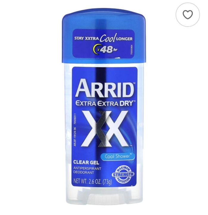 Arrid Extra Extra Dry XX, Clear Gel

Antiperspirant Deodorant, Cool Shower&nbsp;(73 g) สินค้านำเข้าจากอเมริก1 Exp 1/26 ราคา 320 บาท