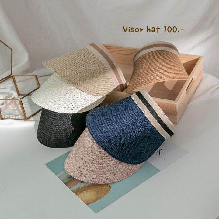 หมวกสาน-visor-hat-เด็ก-ผู้ใหญ่-แม่-ลูก-สินค้าพร้อมส่ง-ส่งของทุกวัน