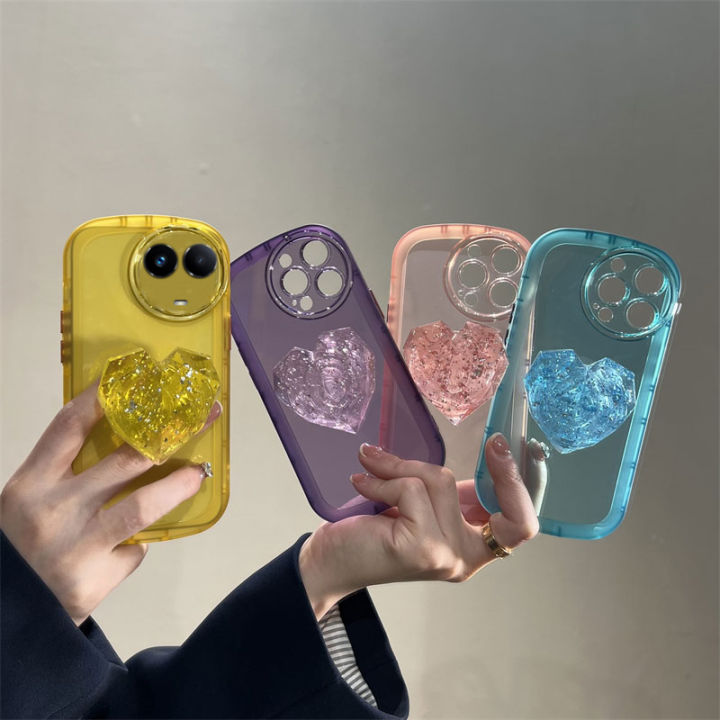 Macaron Color Heart Shaped Glitter filled Phone Holders