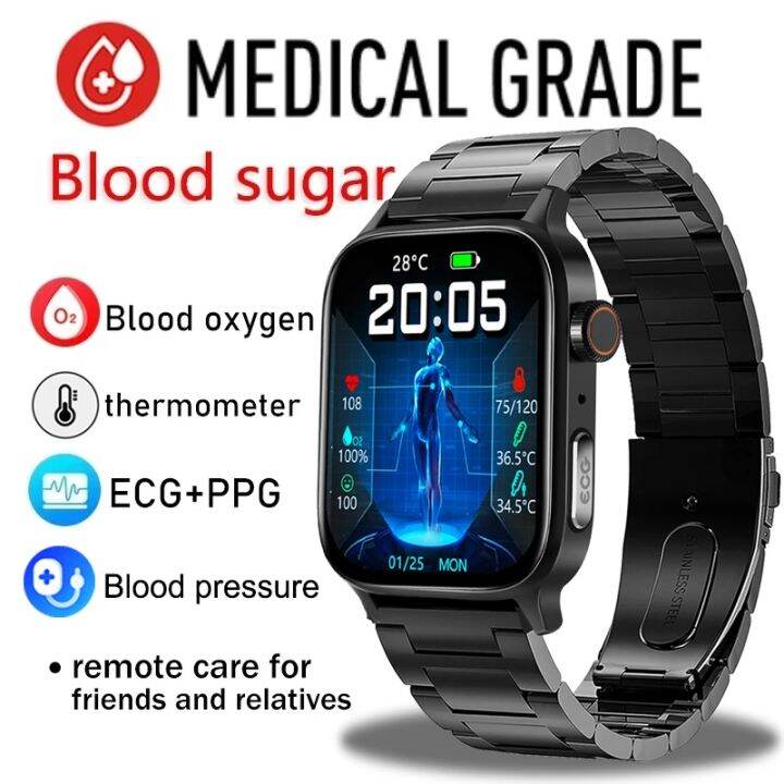 2023 New Blood Glucose Highend Smart Watch Men AMOLED 1.92inch HD ECG