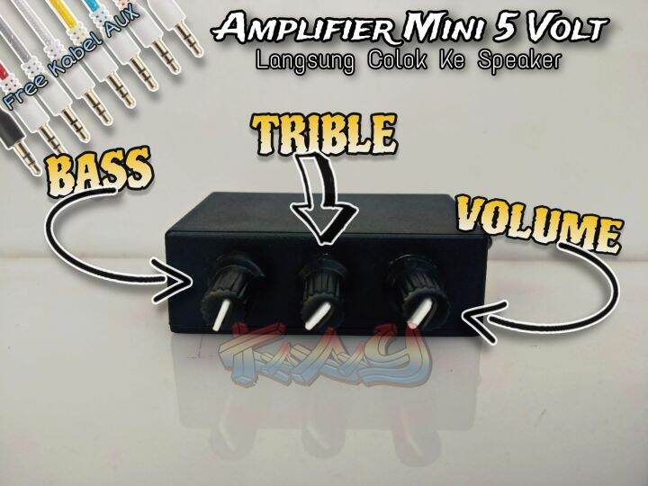Amplifier Mini 5 Volt murah Bass, Treble, Volume 3 Potensio / Power
