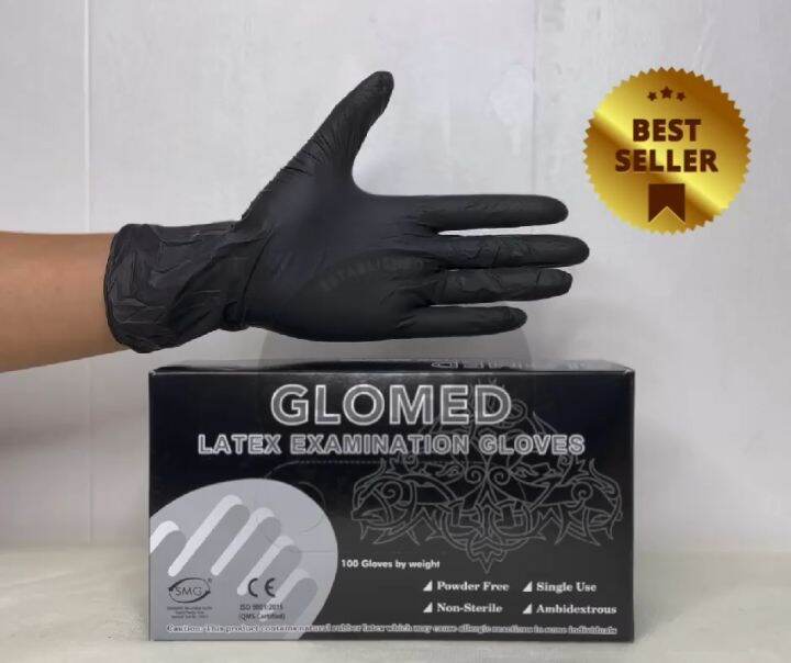 Glomed Black Latex Gloves XS/S/M/L/XL Lazada PH
