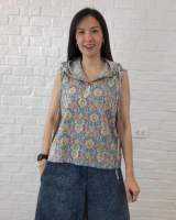 เสื้อฮู้ดแขนกุด ผ้าคอตตอนอินเดียแฮนด์บล็อก (Cotton India Hand-Block Print)