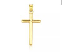 จี้รูปไม้กางเขน แบบขัดเงา ทองคำแท้ 14K  14K Yellow Gold Shaped crucifix  pendant13568