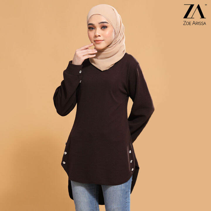 ZOE ARISSA BLOUSE TUNIK MUSLIMAH BAJU Blouse Floral Blouse Muslimah ...