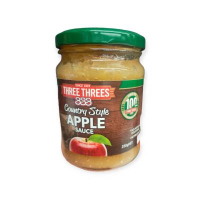 Three Threes Country Style Apple Sauce 250g.ซอสแอปเปิ้ล  สำหรับราดอาหาร ทรีทรีส์ 250กรัม