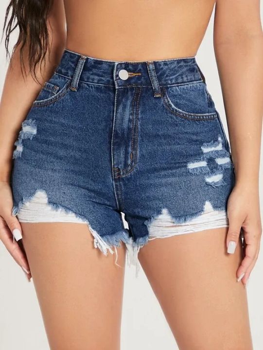 ) Ripped Raw Cut Denim Shorts | Lazada PH