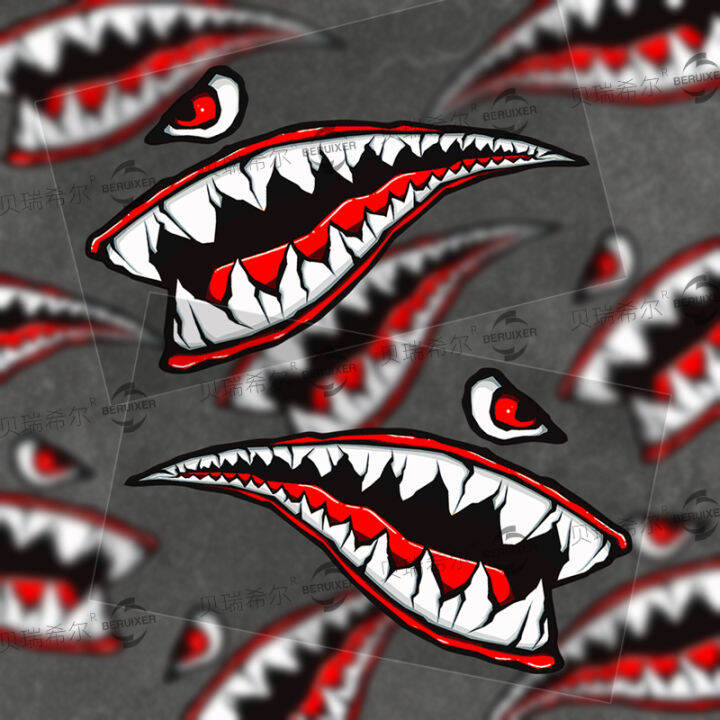 Shark Mouth Fashion Brand Reflective Stickers Motorcycle Fuel Tank ...