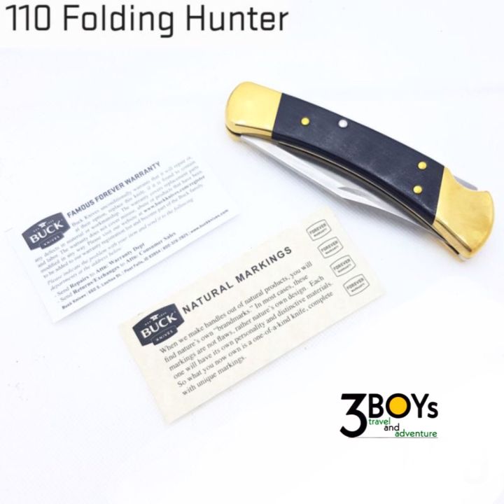 มีด-buck-110-folding-hunter-ด้ามเรียบ-0110brs-b-มีดพับที่ขายดีที่สุดของ-buck-ด้ามไม้มะเกลือ-แข็งแรง-สวยงาม-คลาสสิค-ของแท้-ผลิต-usa