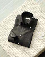 black linen button-down collar long sleeve shirt เชิ้ตผ้าลินินสีดำคอปกกระดุมแขนยาว