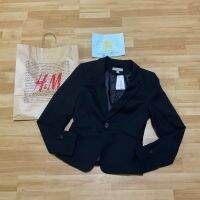 [Size XS-S] H&amp;M Black Blazer เสื้อสูท กระดุมเดียว สีดำ เสริมบ่า เบลเซอร์ มาพร้อมถุงกระดาษจากช้อปพารากอน