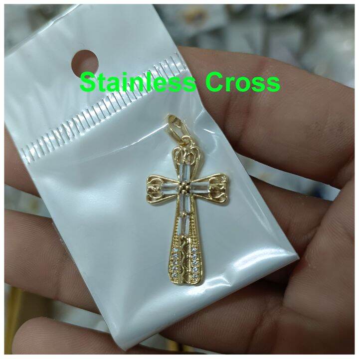 Stainless Gold cross crystal pendant High Quality, sold per piece ...