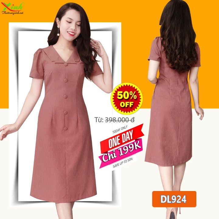 Đầm Suông A Cổ Bẻ Trẻ Trung Gọn Dáng Tuổi Trung Niên | Lazada.vn