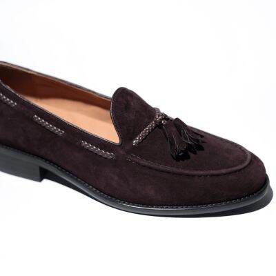 MARS PEOPLES - Tassel loafers ,Plait (3.5cm) สี Burgundy suede