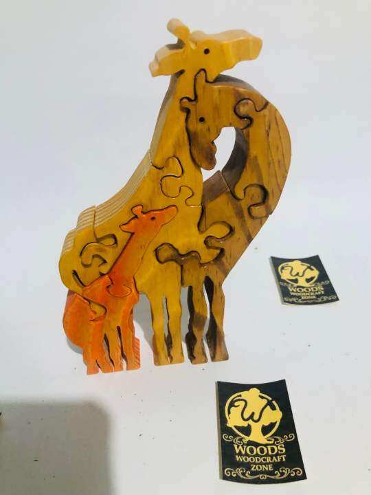 Wooden Animal Puzzle Series 5 (Giraffe family of 3) Lazada PH