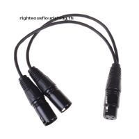 3pin XLR Female Jack to Dual 2 Male Plug Y Splitter Cable Adaptor 1 FT Foot Cord