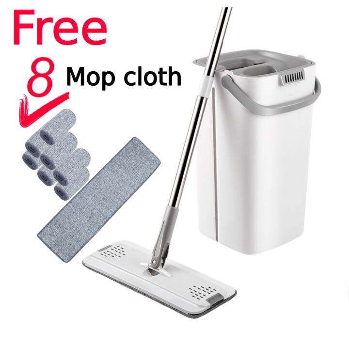 Mop Bucket, Upgraded Flat Mop and Bucket Set, Mop and Bucket with