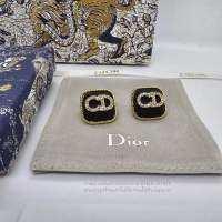 Christian Dior Petit CD Stud Earrings ต่างหูดิออ CD สีดำ โลโก้ล้อมเพชร  งานสวย วินเทจ ถ่ายจากสินค้าจริง